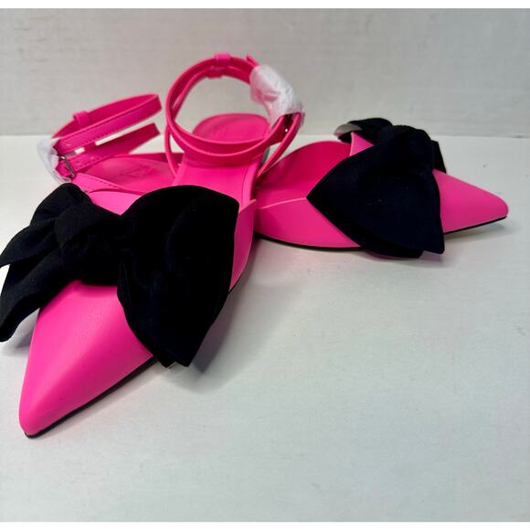 AAJ By Aminah Women's Sudana Bow Detail Ankle Strap Flats Pink Size 7.5 NEW - Picture 4 of 8